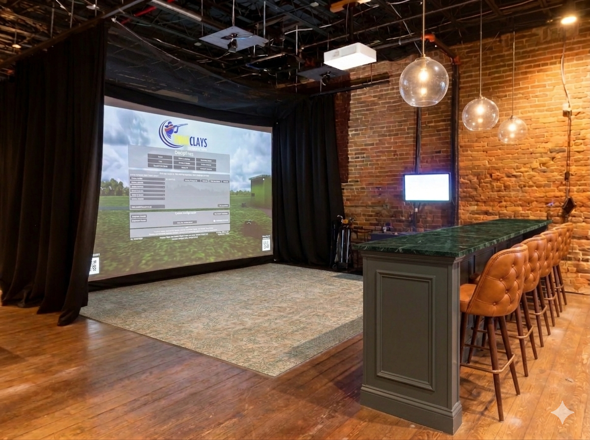 True Clays shooting simulator bay inside The Upland Club